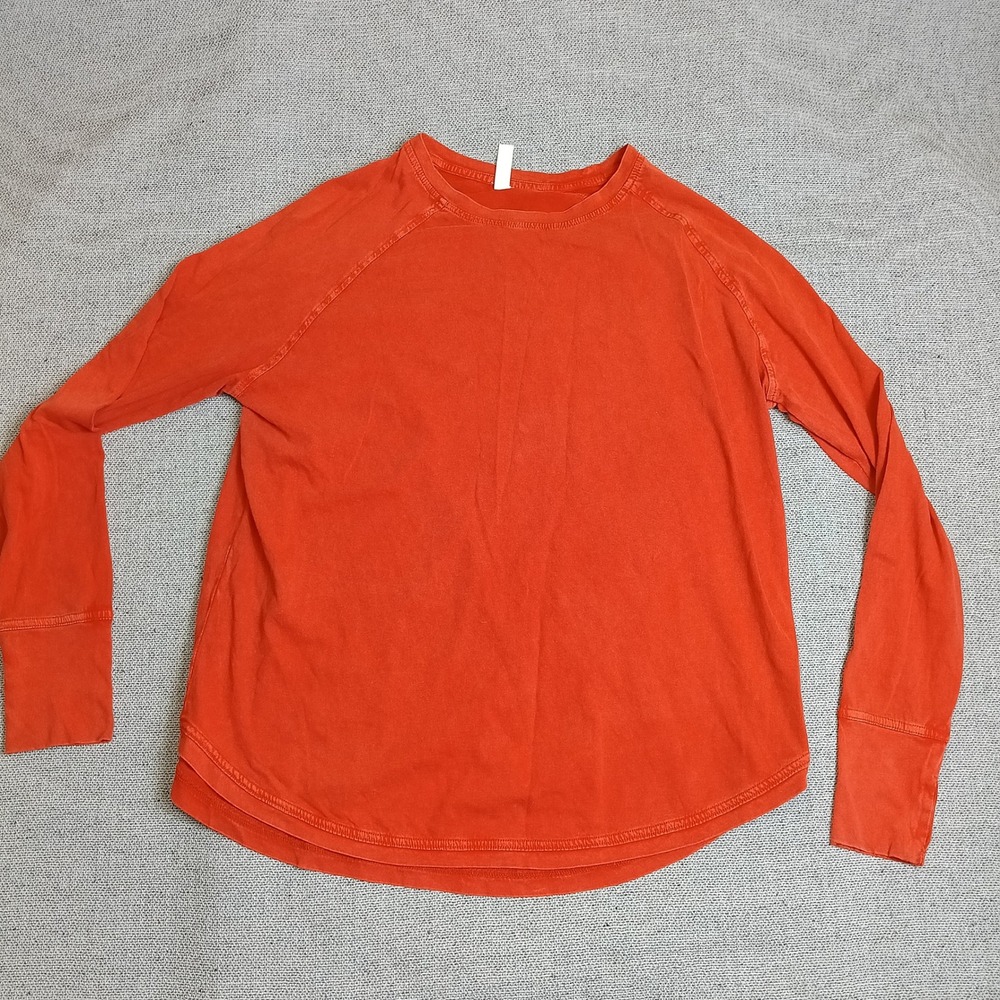 Z by Zella Long Sleeve Tee Womens S Orange Excellent Raglan Cotton RZ507043MI